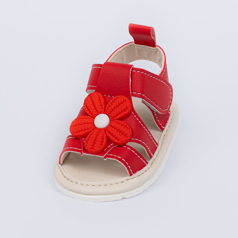 Sandália Infantil Floral Luna Baby Menina Vermelha