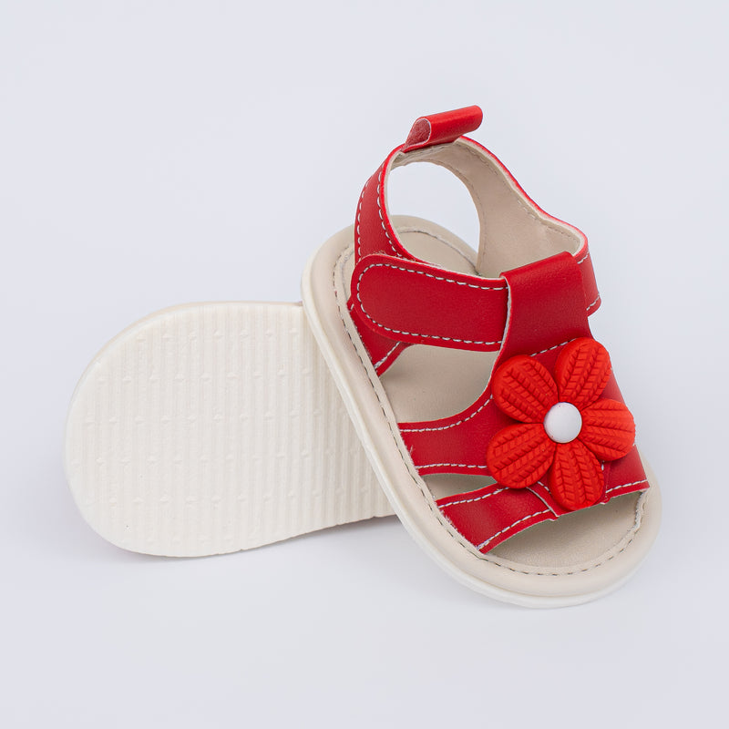 Sandália Infantil Floral Luna Baby Menina Vermelha