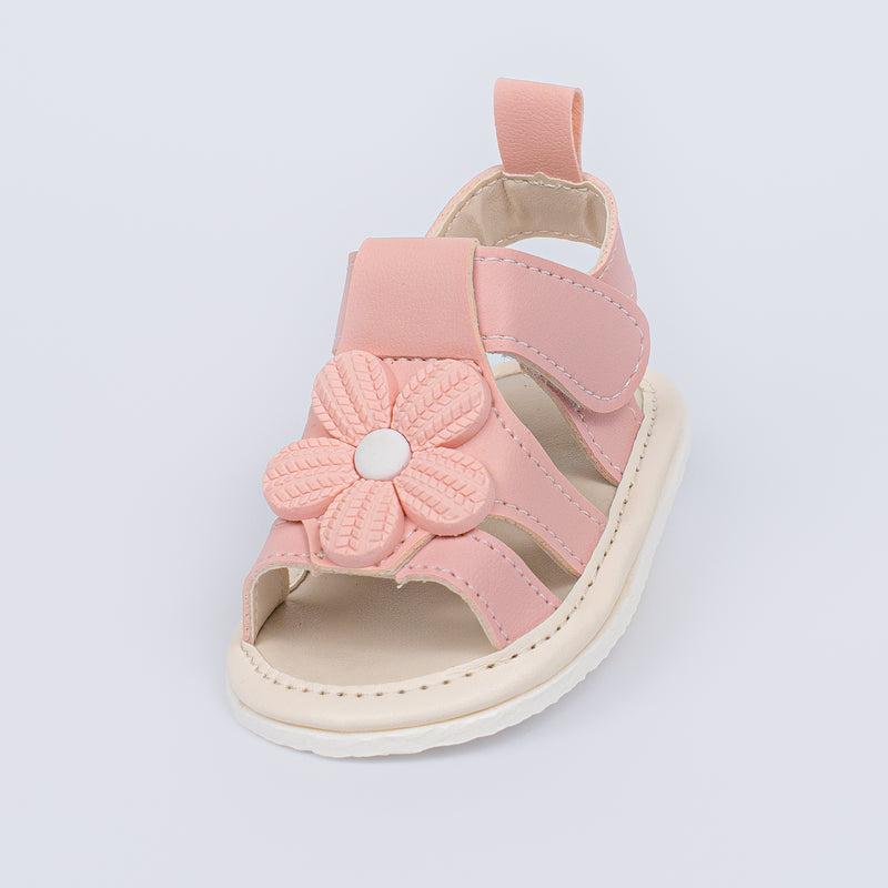 Sandália Infantil Floral Luna Baby Menina Rosa