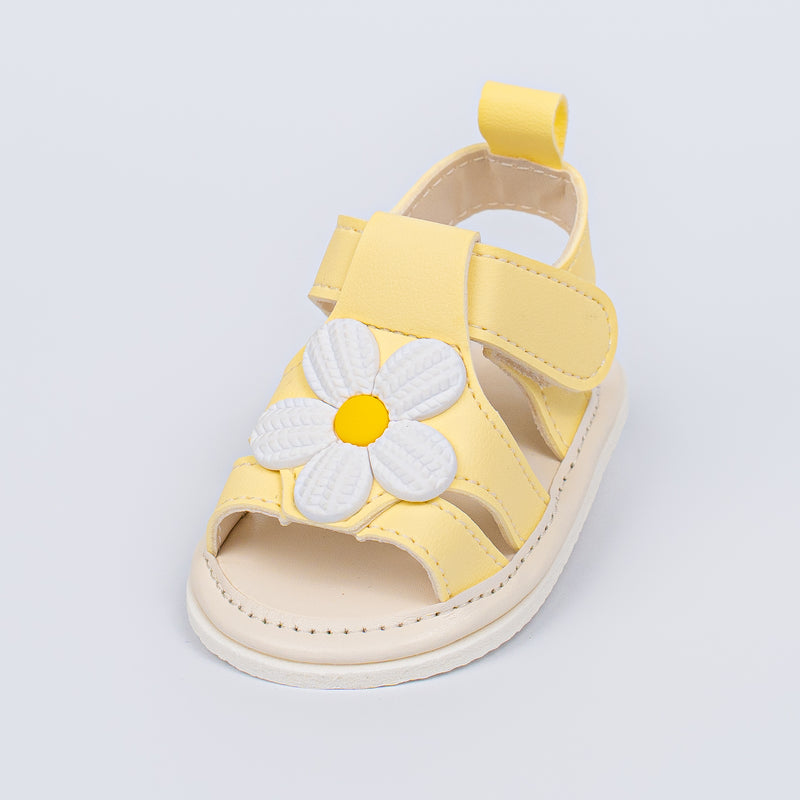 Sandália Infantil Floral Luna Baby Menina Amarela