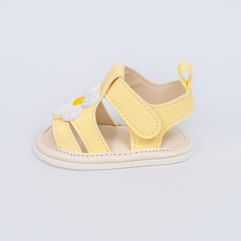 Sandália Infantil Floral Luna Baby Menina Amarela