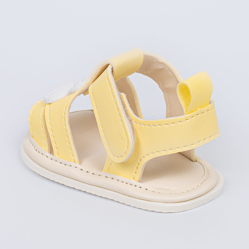 Sandália Infantil Floral Luna Baby Menina Amarela
