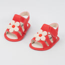 Sandália Infantil Floral Ellen Baby Menina Vermelha e Branca