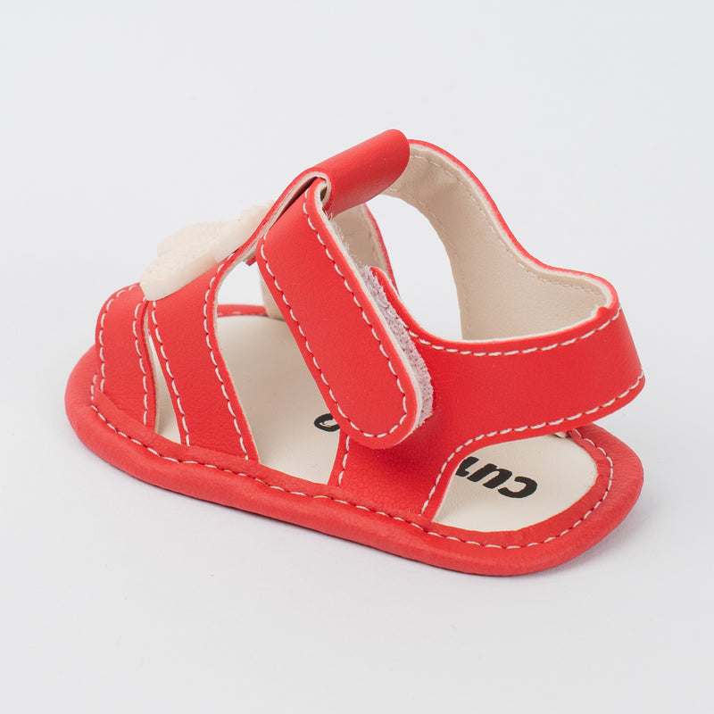 Sandália Infantil Floral Ellen Baby Menina Vermelha e Branca