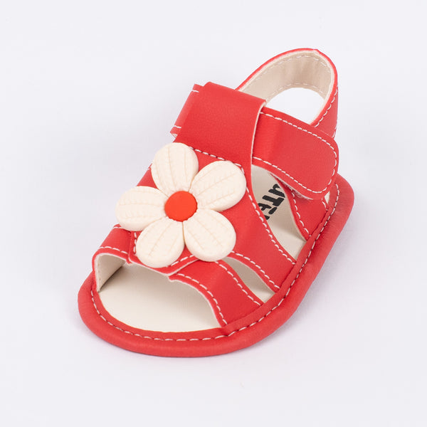 Sandália Infantil Floral Ellen Baby Menina Vermelha e Branca