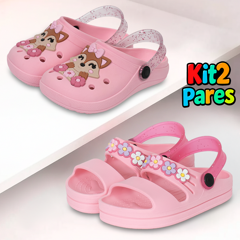 Kit 2 Pares de Calçados Infantis Femininos | Babuches e Sandálias Cuteland Baby