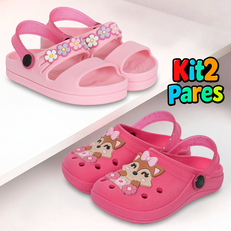 Kit 2 Pares de Calçados Infantis Menina | Babuches e Sandálias Cuteland Baby