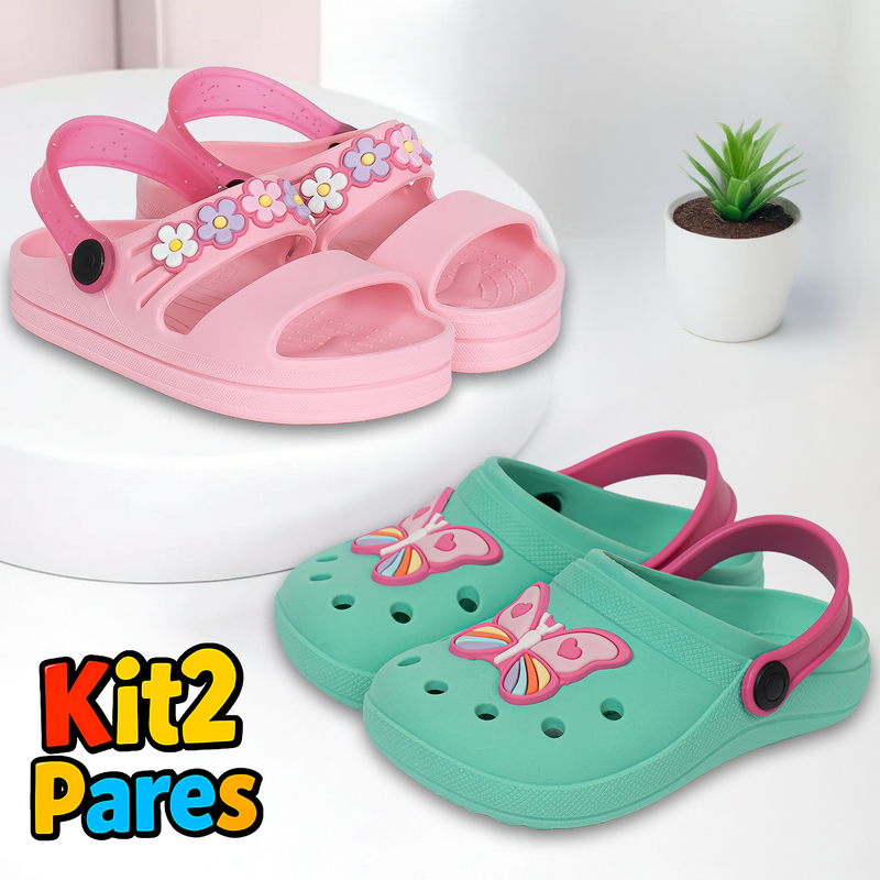Kit 2 Pares de Calçados Infantis Femininos | Babuches e Sandálias Cuteland Baby