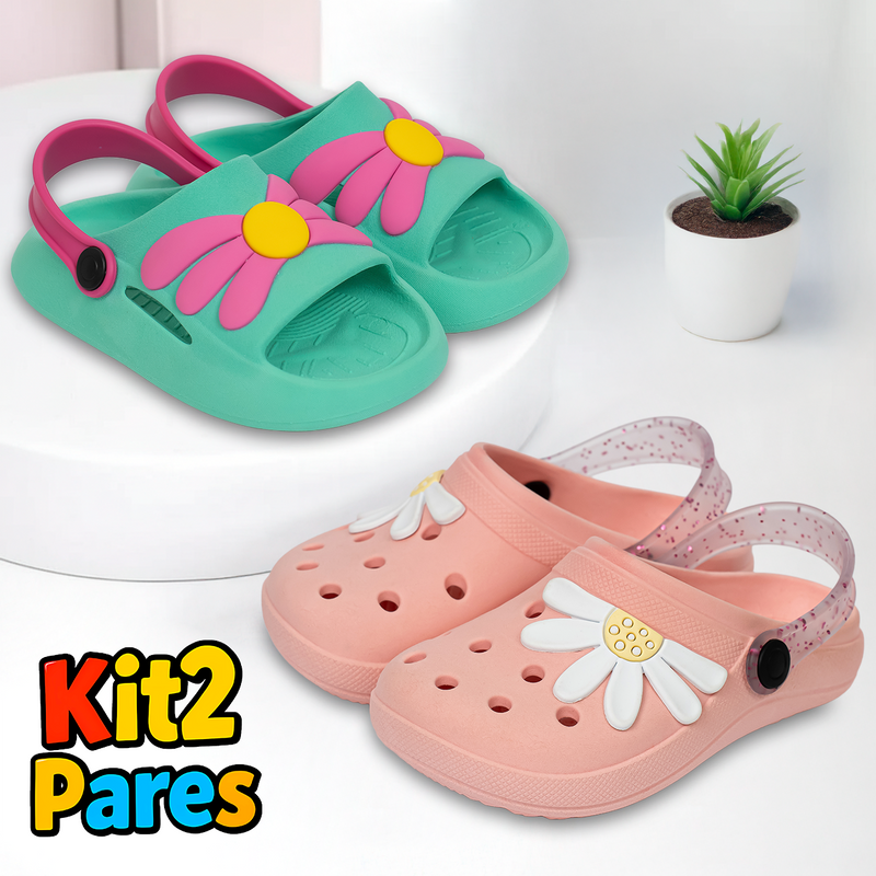Kit 2 Pares de Calçados Infantis Menina | Babuches e Sandálias Cuteland Baby