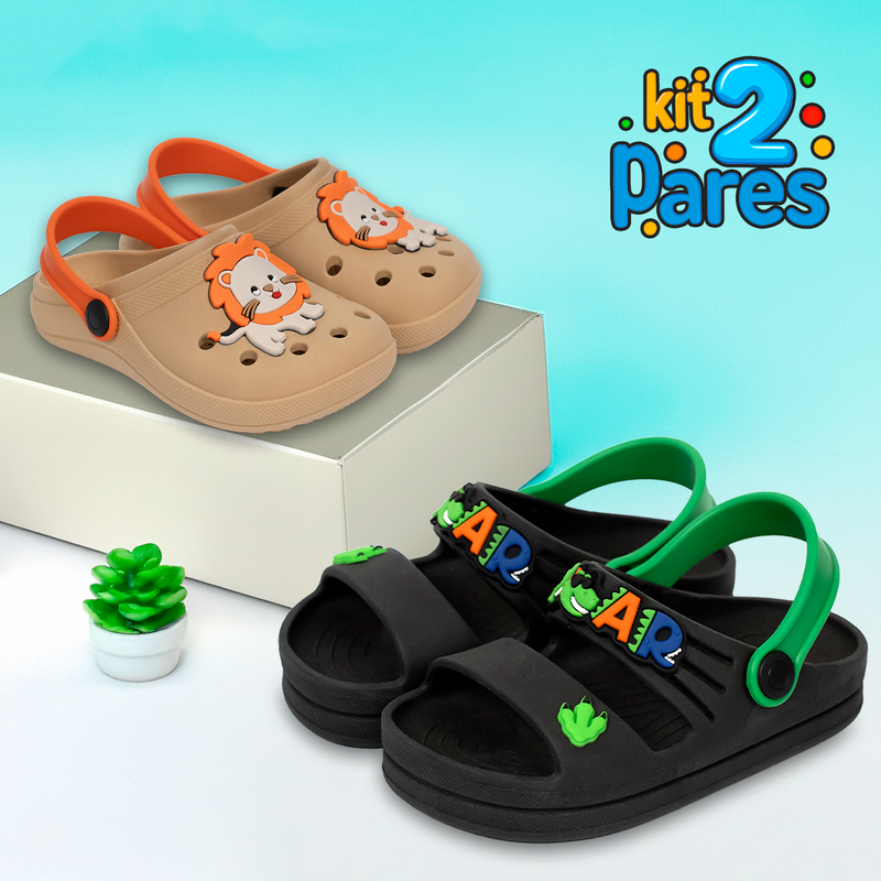 Kit 2 Pares de Calçados Infantis Menino Sandálias e Babuches Cuteland Baby