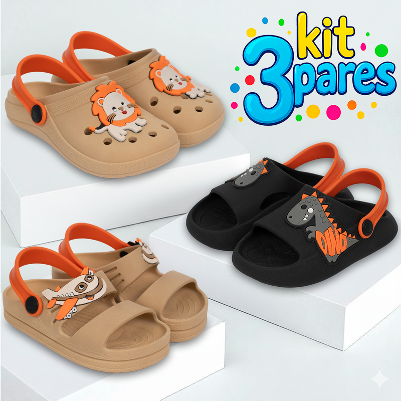 Kit 3 Pares de Calçados Infantis Menino Babuches e Sandálias Cuteland Baby