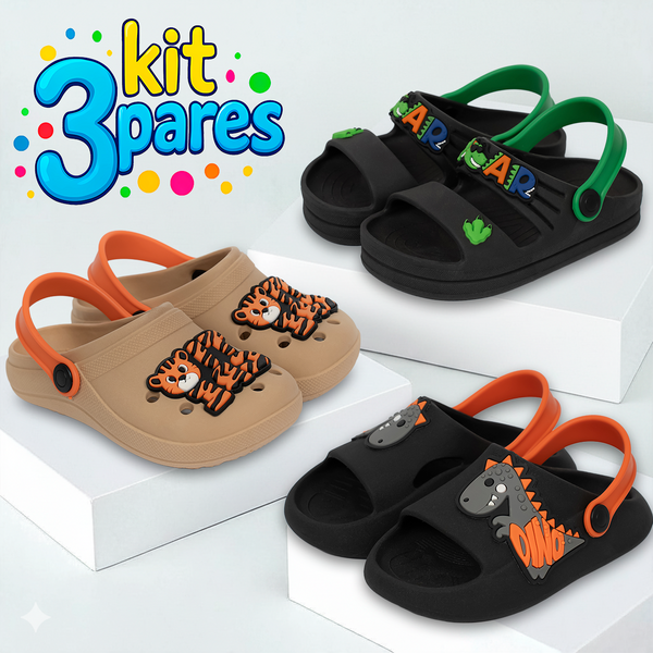 Kit 3 Pares de Calçados Infantis Menino Babuches e Sandálias Cuteland Baby